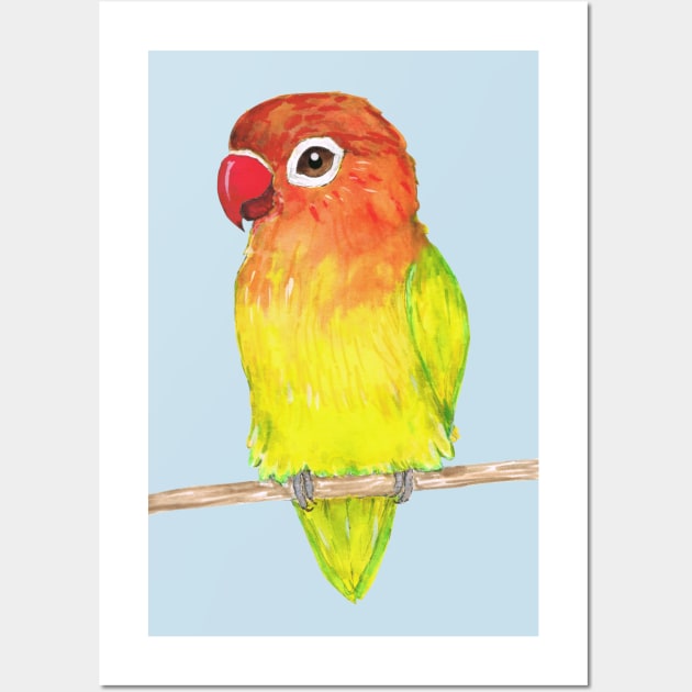 Cute yellow Fischer's lovebird Wall Art by Bwiselizzy